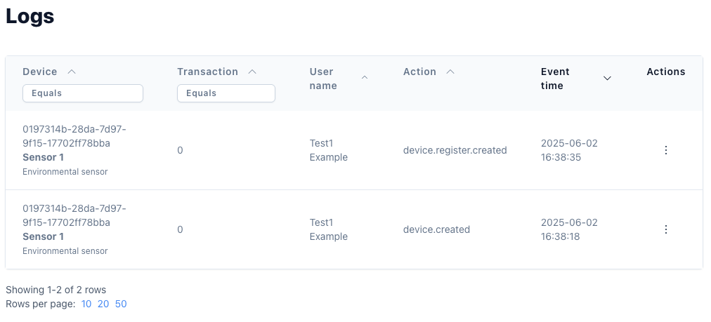 Device logs